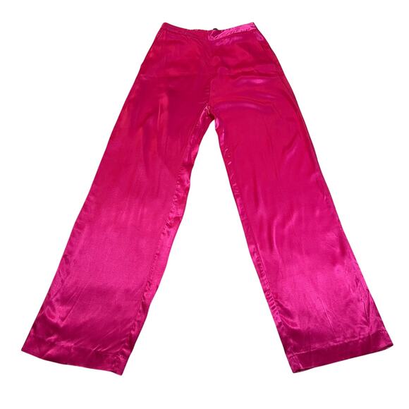 Zara High Rise Satin Wide Leg Trouser Pants Size S Preppy Maximalist Feminine - Picture 3 of 13